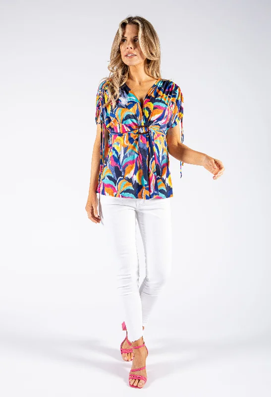 Abstract Print Buckle Detail Top