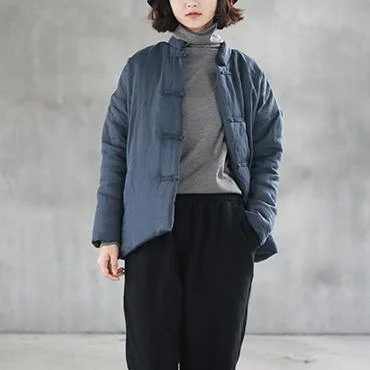 blue winter coat oversize short parkas warm coats casual side open short winter outfit