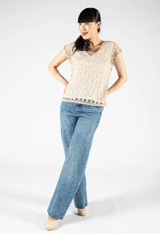 Crochet Layered V Neckline Top