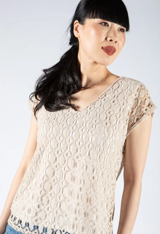 Crochet Layered V Neckline Top