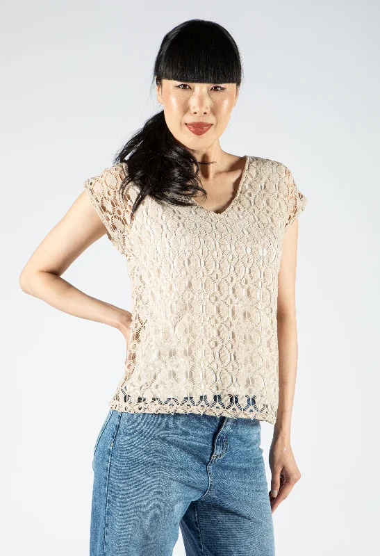 Crochet Layered V Neckline Top