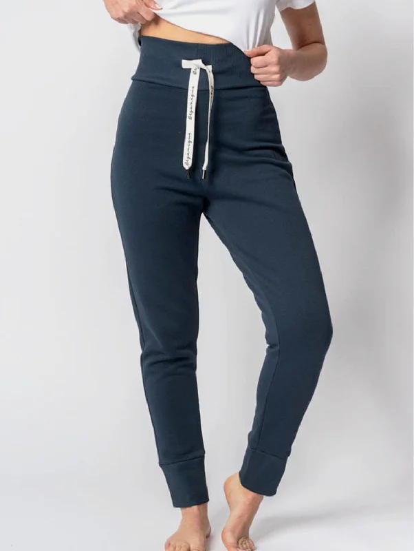 Organic Cotton High Waist Jogger Trousers | Navy