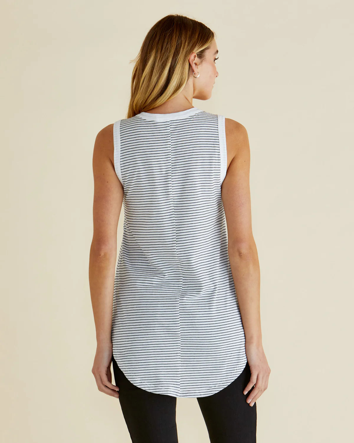 Keira Tank - Black White Stripe