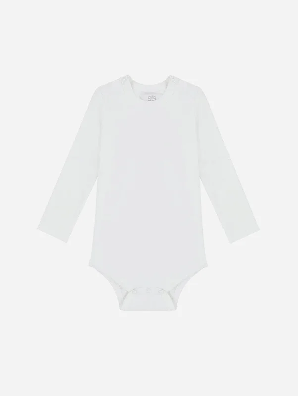 Organic Cotton Long Sleeved Bodysuit | White