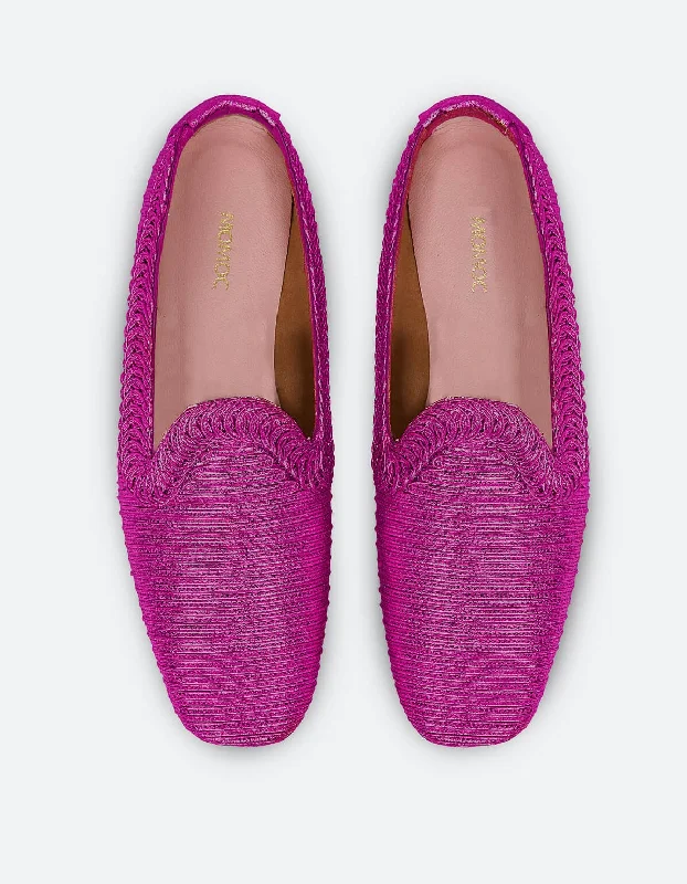 NY Metallic Vegan Loafers | Fuchsia