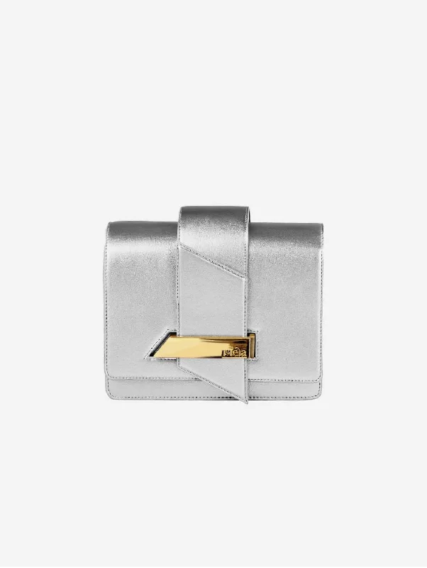 Nora Apple Leather Vegan Crossbody Bag | Silver