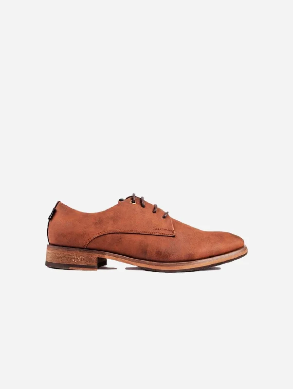 Oatmeal Men's Vegan Leather Derby Shoes | Tan