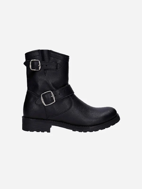 Odet Vegan Leather Biker Boots | Black