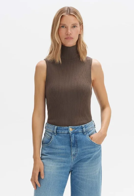 Paleyla High Neck Ribbed Sleeveless Top