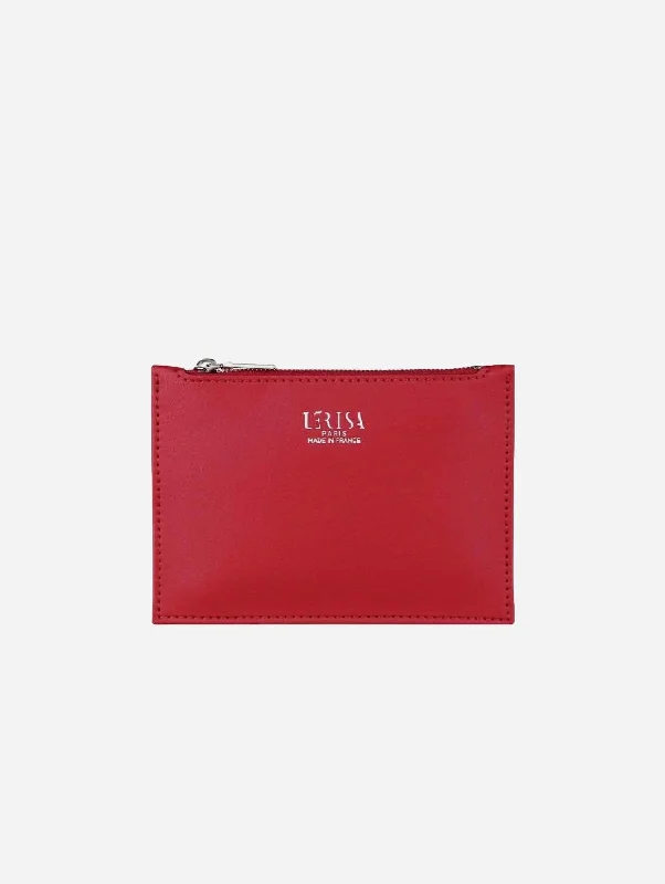 Ora Mini Vegan Grape Leather Zip Pouch | Red