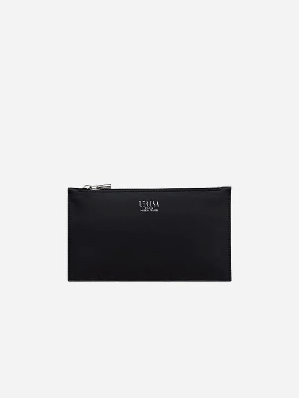 Ora Vegan Grape Leather Zip Pouch | Black