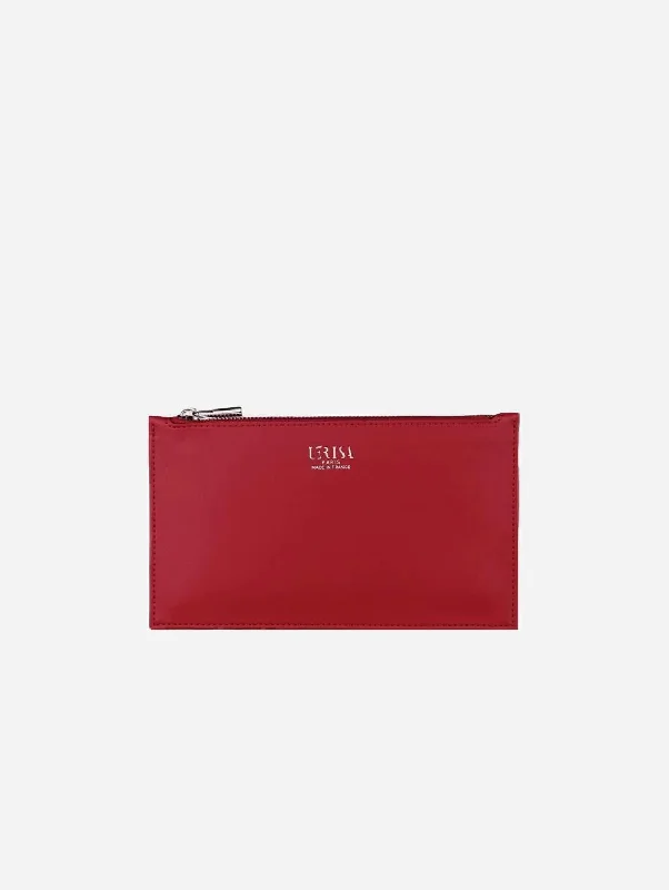 Ora Vegan Grape Leather Zip Pouch | Red