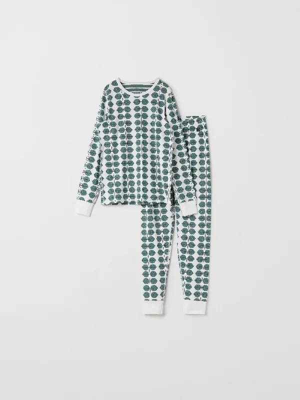 Scandi Leaf Print Adult Pyjamas