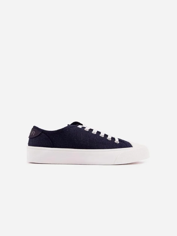 Olive Women's Recycled Cotton Vegan Pump Sneakers | Navy Blue