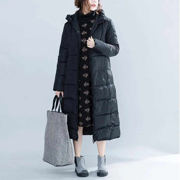 women black trendy plus size hooded quilted coat women pockets zippered cotton coats