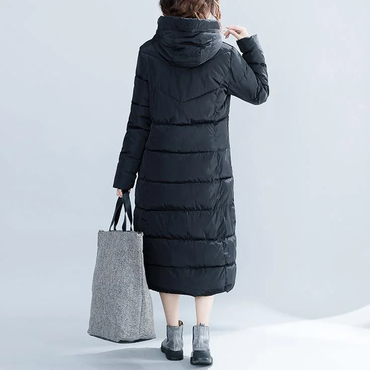 women black trendy plus size hooded quilted coat women pockets zippered cotton coats