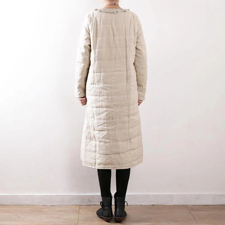 women white oversized o neck side open down overcoat thick Chinese Button thick winter outwear