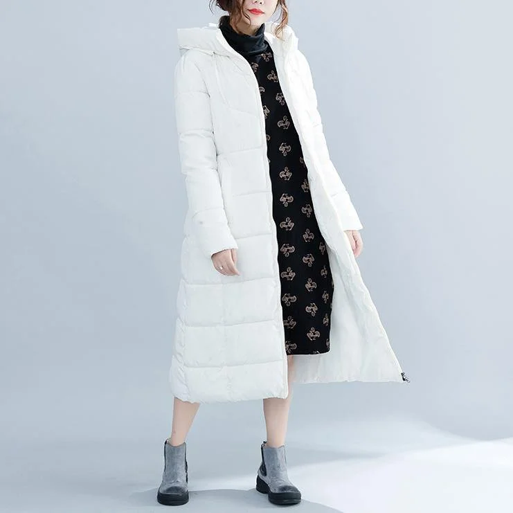 women white trendy plus size hooded cotton coat Elegant pockets zippered winter cotton coats