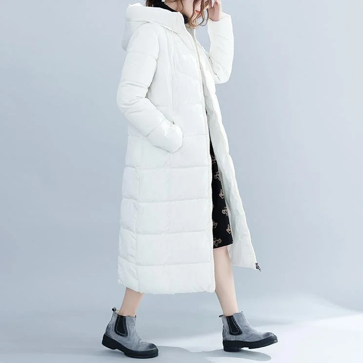 women white trendy plus size hooded cotton coat Elegant pockets zippered winter cotton coats