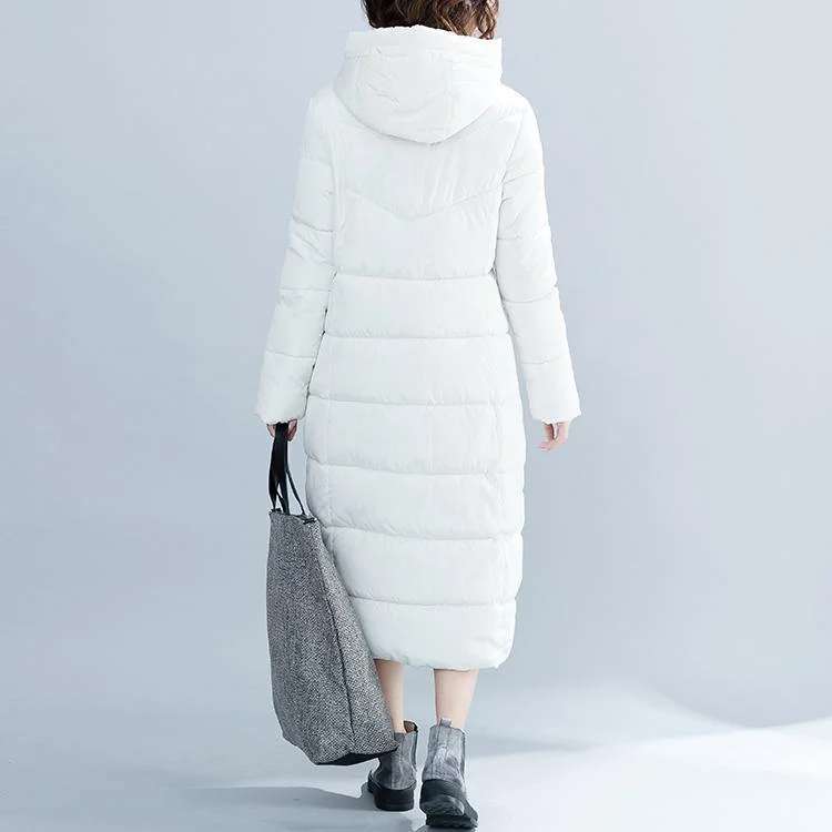 women white trendy plus size hooded cotton coat Elegant pockets zippered winter cotton coats