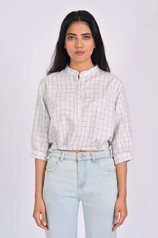 CHECKERED SHIRT WITH DRAWSTRING DETAIL