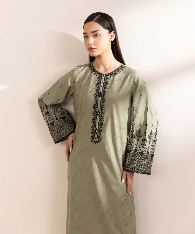 Embroidered Linen Jacquard Shirt