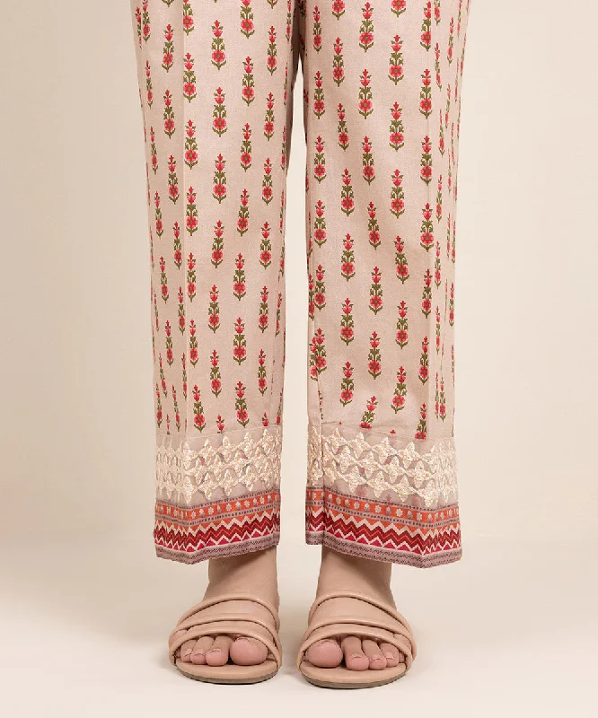 Embroidered Cambric Straight Pants