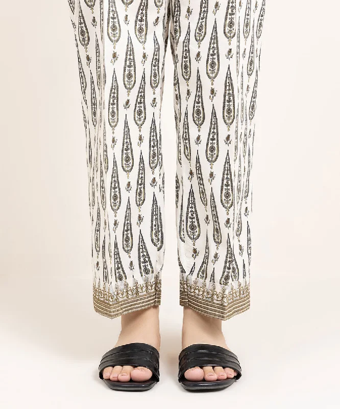 Embroidered Cambric Straight Pants