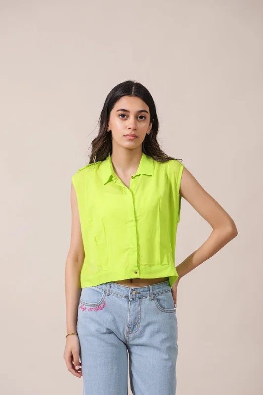 SLEEVELESS TOP WITH EPAULET DETAIL