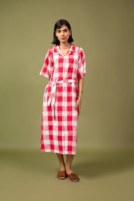 CHECKERED BUTTON DOWN DRESS