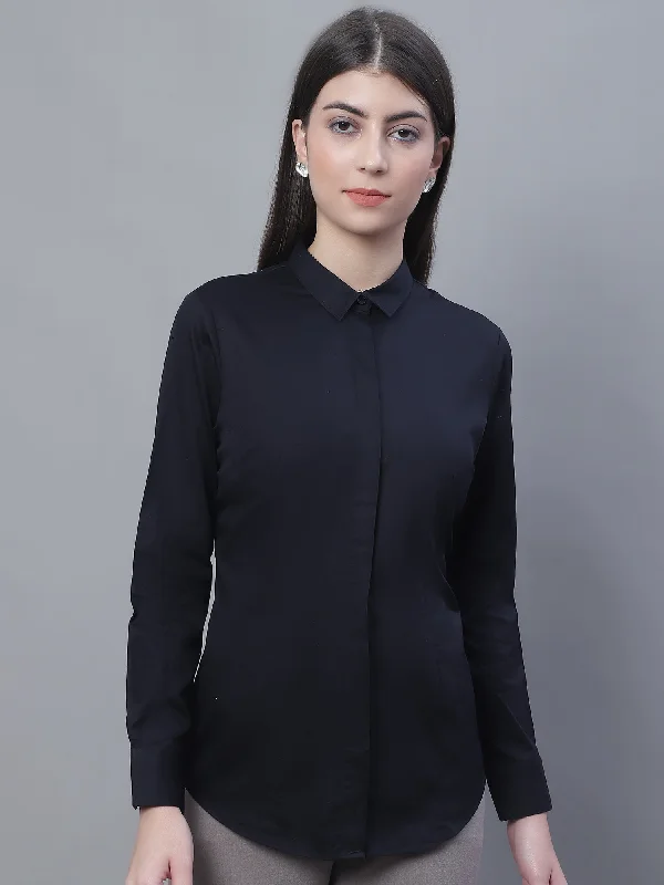 Cantabil Women Formal Full Sleeve Black Shirt