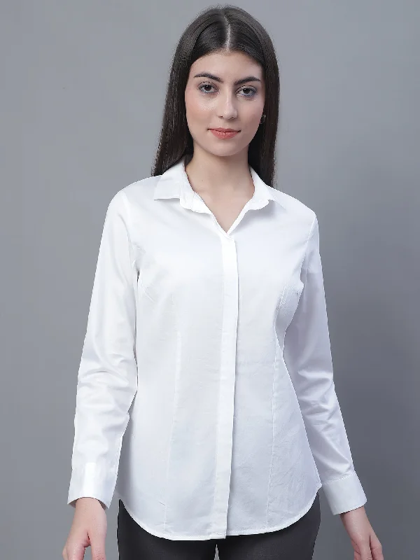 Cantabil Women Formal Full Sleeve White Shirt