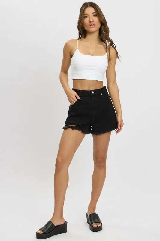 Black Relaxed Short High Rise