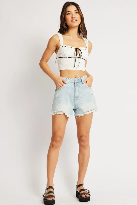 Denim Denim Short High Rise Ripped