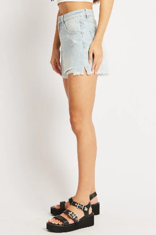 Denim Denim Short High Rise Ripped