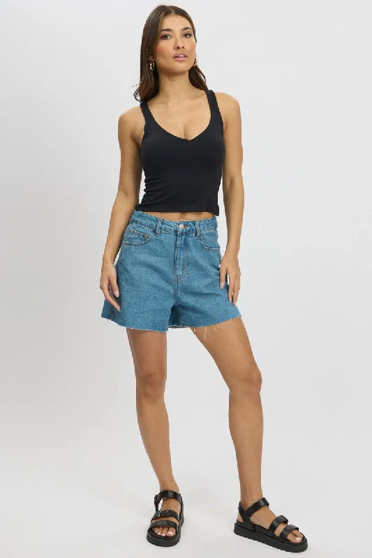 Denim Relaxed Short Longline