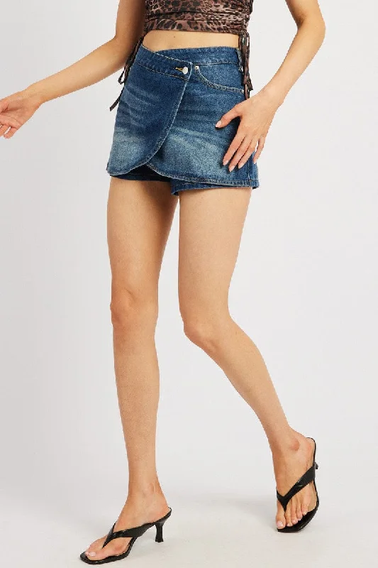 Denim Skort Low Rise