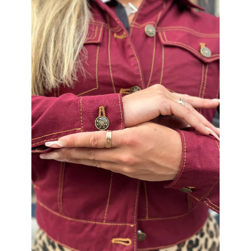 Modfather Clothing - Women's Twill Maroon Peach Hart  - Trucker Jacket