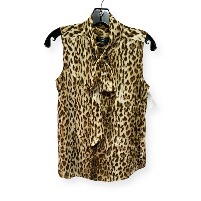 Skater DressTie Neck Sleeveless Blouse By J. Crew in Leopard Print, Size XS