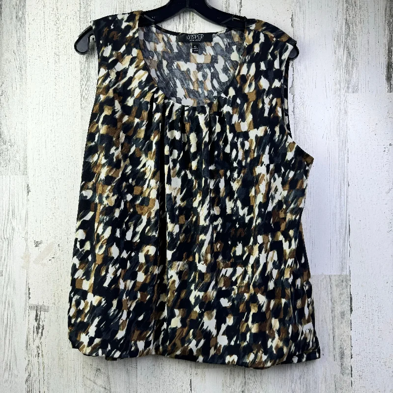 Glitter DressBlack & Brown Blouse Sleeveless Kasper, Size Xl