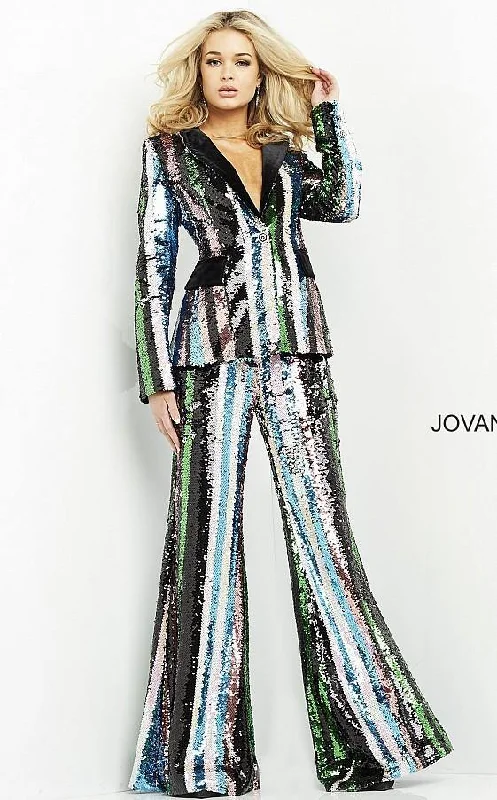 Plus-Size DressJovani M02942 Formal Sequins Two Piece Pant Suit