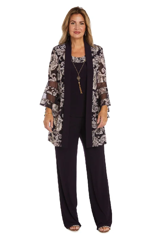 women's metallic dressesR&M Richards 9186 Two Piece Formal Print Pant Set