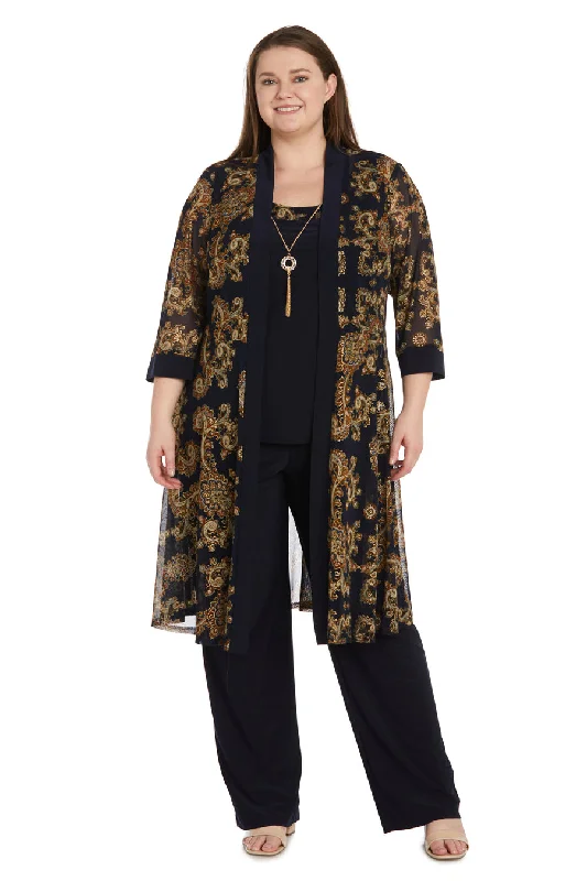 women's silk dressesR&M Richards 9844W Plus Size Formal Print Pant Set