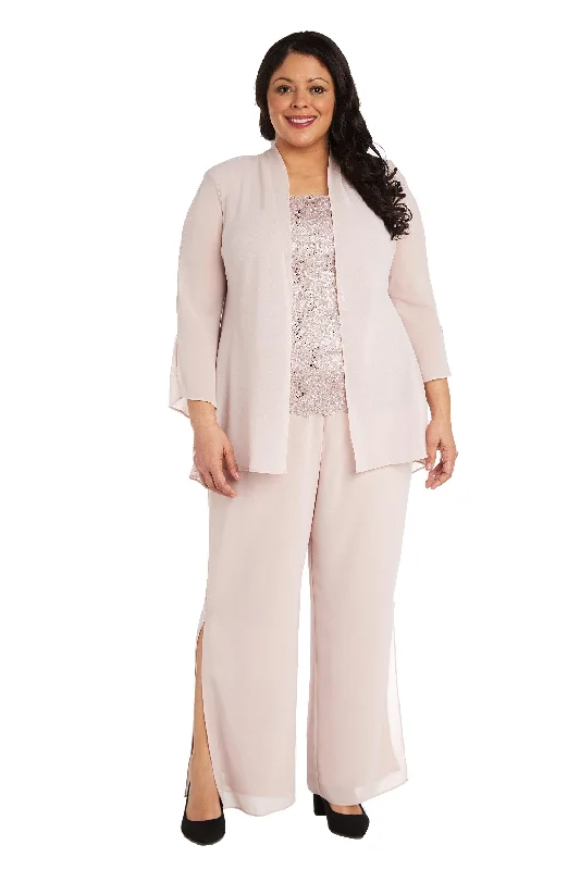 Peplum Hem DressR&M Richards 7506W Plus Size Formal Duster Pant Suit