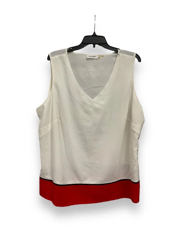 women's maximalist dressesRed & White Blouse Sleeveless Calvin Klein, Size 2x