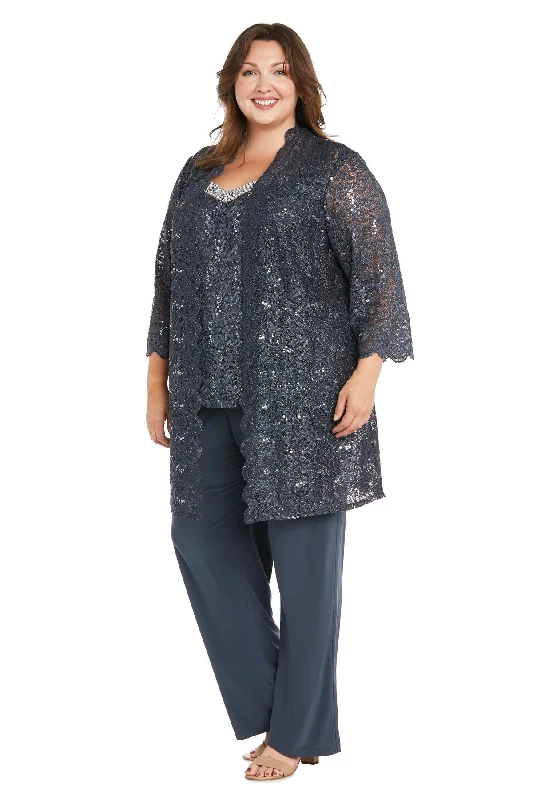 women's work dressesR&M Richards 3303W Long Formal Lace Sequin Plus Size Pant Suit