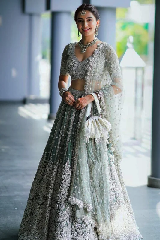 Formal DressLatest Pista Colour Lehenga Choli For Bride With Price